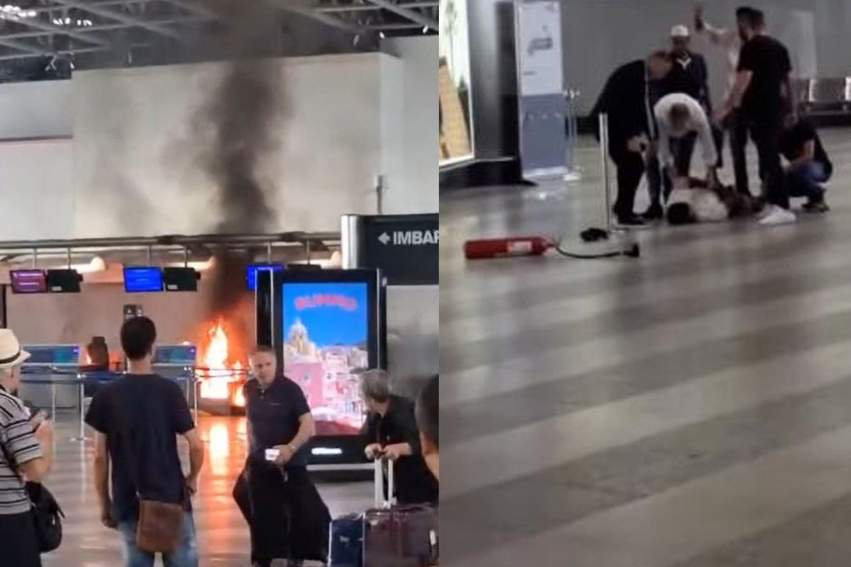Appicca il fuoco al terminal e dà martellate ovunque. Maliano fermato a Malpensa
