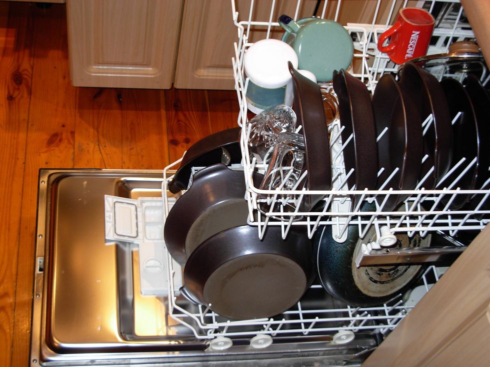 dishes, dish washer, plates, pots, pans, glasses