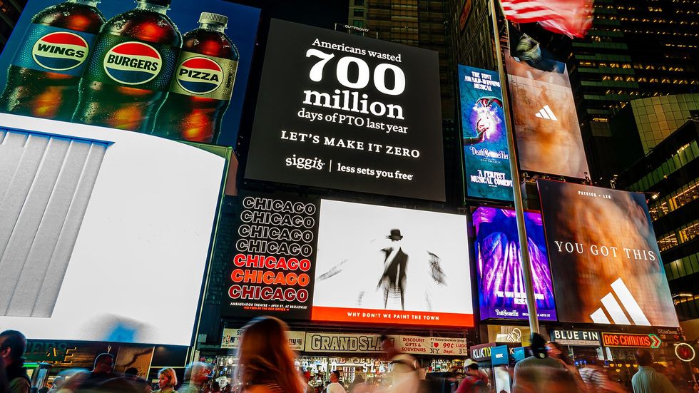 billboard, time square, new york, siggi's, challenge