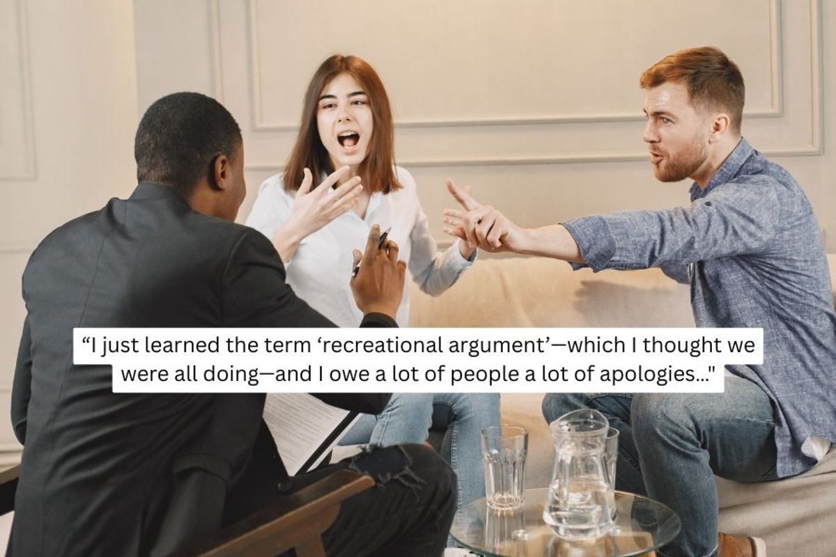 recreational argument, debate, discussion, conversation, discourse, fighting