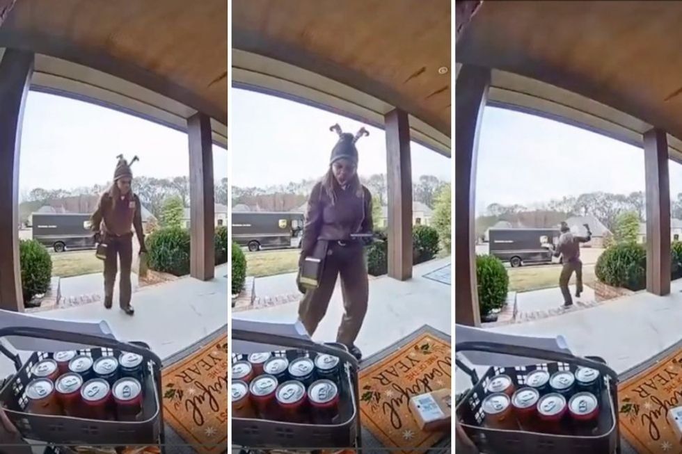 ups, ups driver, snacks, wholesome, viral, doorbell camera