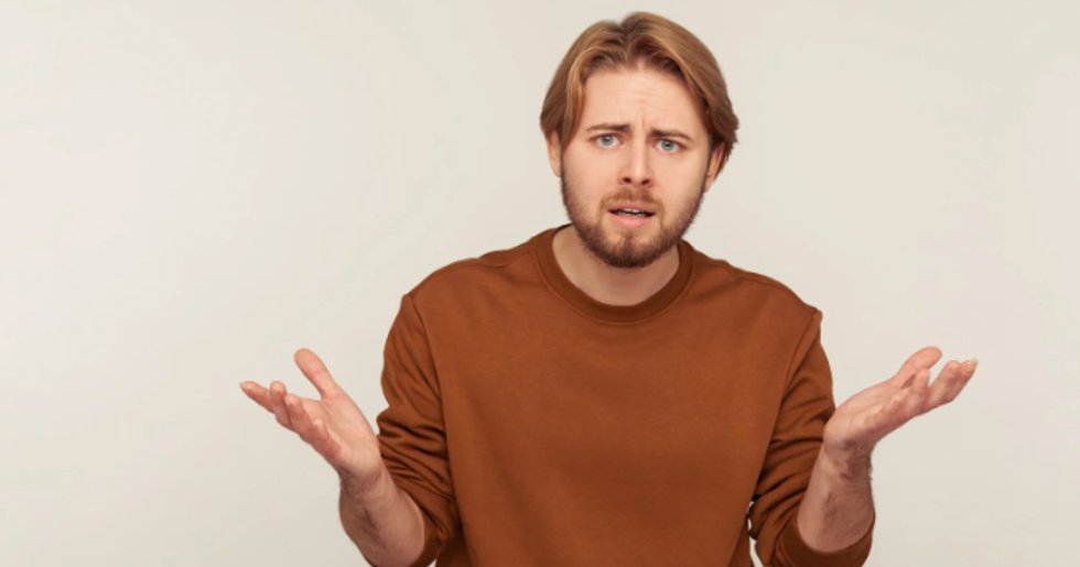 confused man, upset man, divorced man, man wearing brown, man with questions,