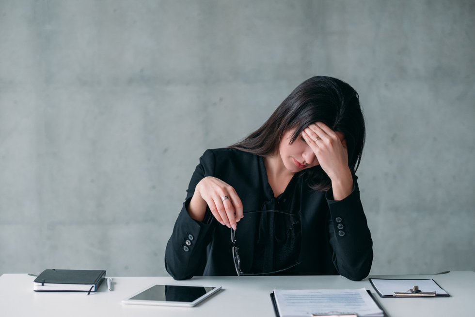 woman, hopeless, depressed, working, emotions
