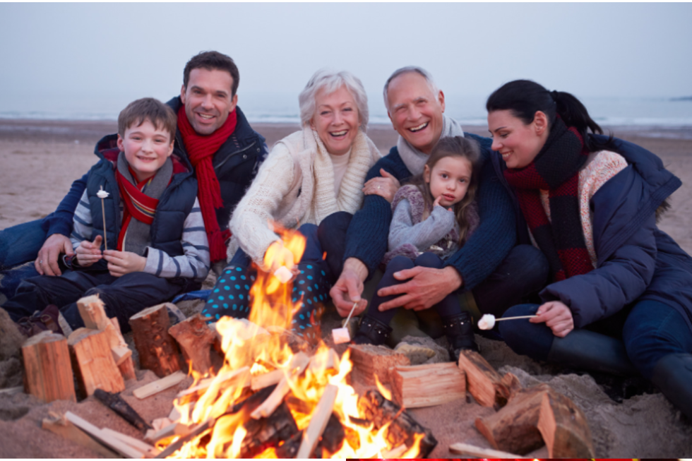 granpdarents, grandkids, smores, making smores, smores fire