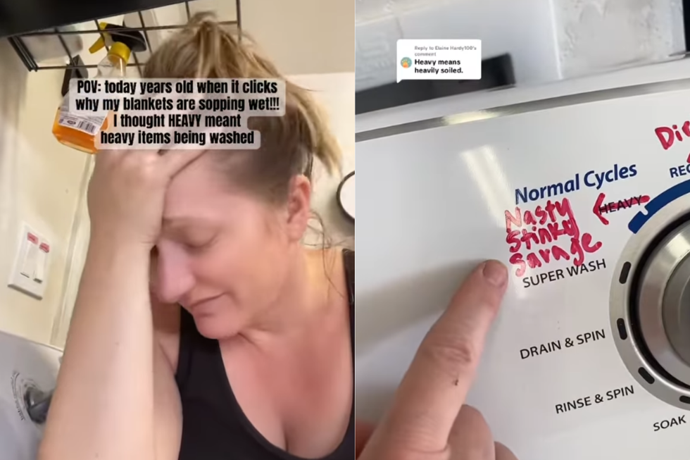 Mom realizes she's been using the 'heavy' setting on her washer wrong for years—and fellow moms are shook