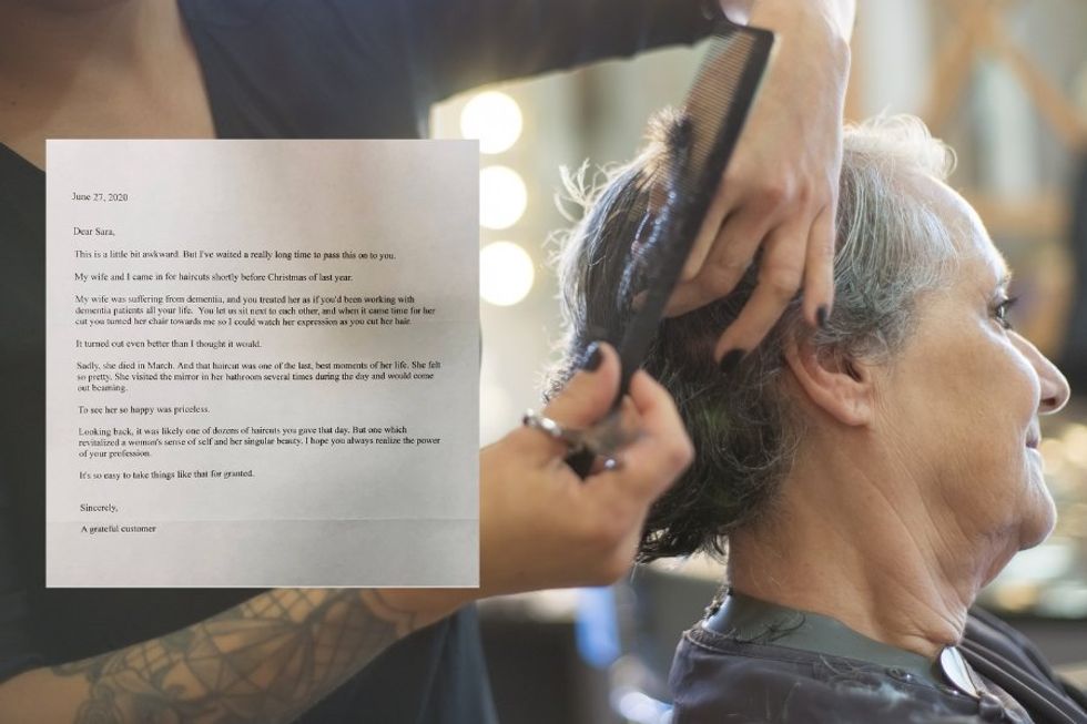 Man writes a beautiful letter to the stylist who'd serve his wife with dementia
