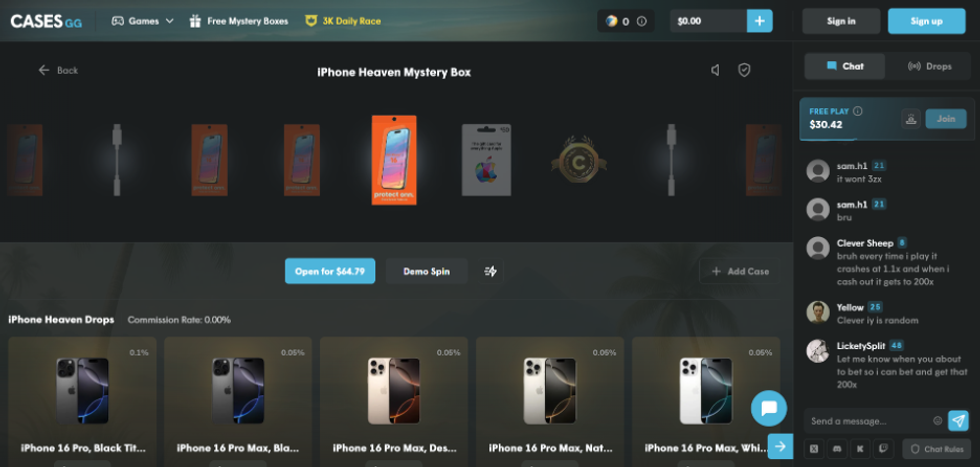 screenshot of cases. gg