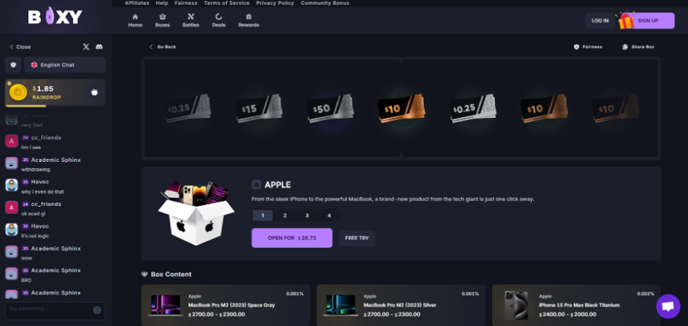 screenshot of boxy.gg