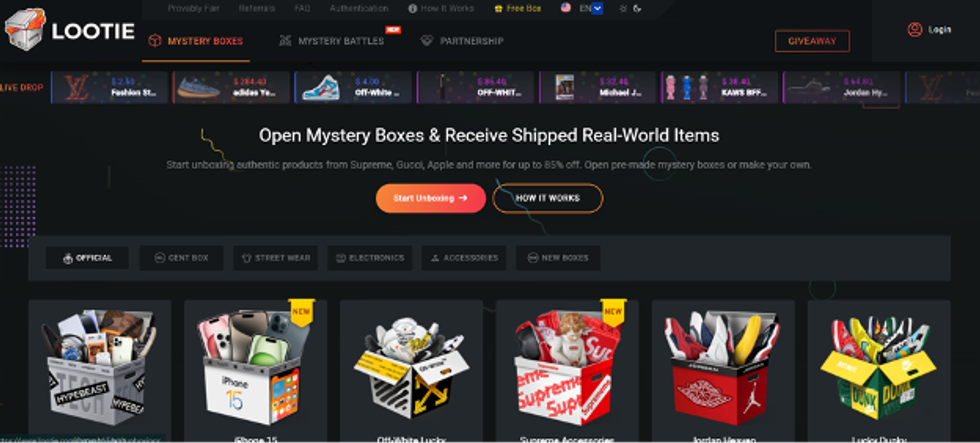 screenshot of Lootie