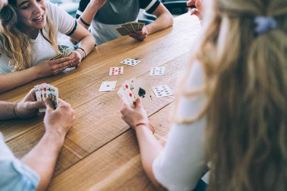 family, parenting, kids, playing games, card games