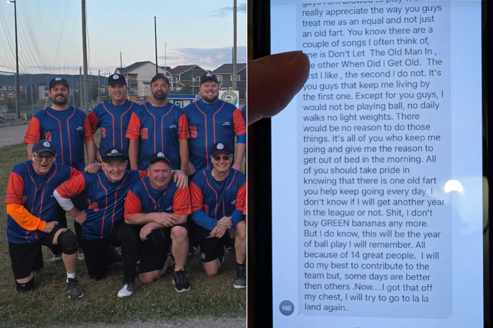 "It's you who keep me going": 81-year-old writes heartfelt text to his softball teammates