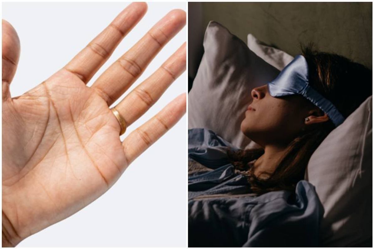 sleep hacks, woman sleeping, man's hand, fingers, sleep tricks.