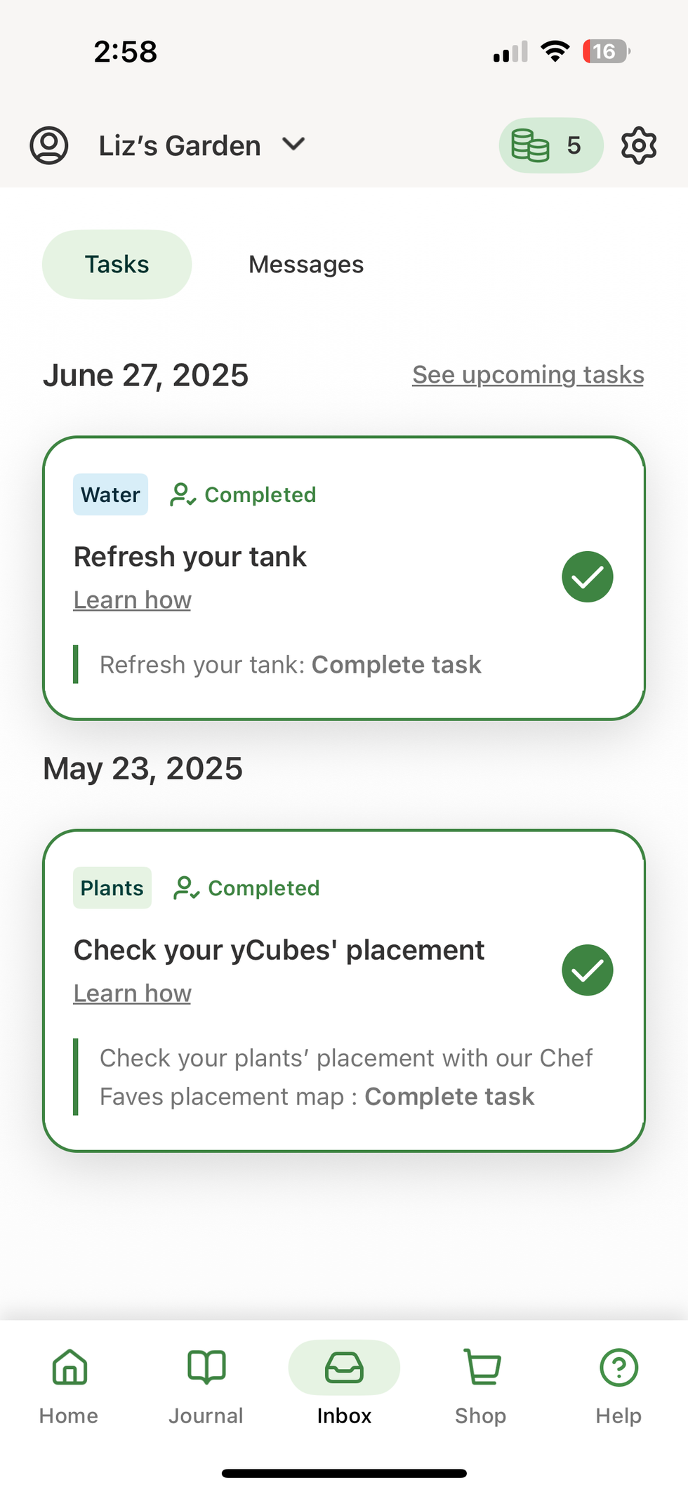 screenshot of Gardyn app