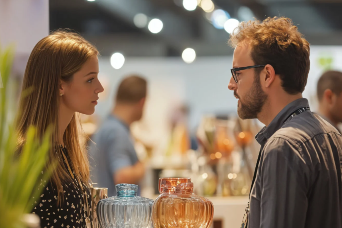 conversation tricks, communication tips, people talking, coworkers, trade show, chatting, small talk