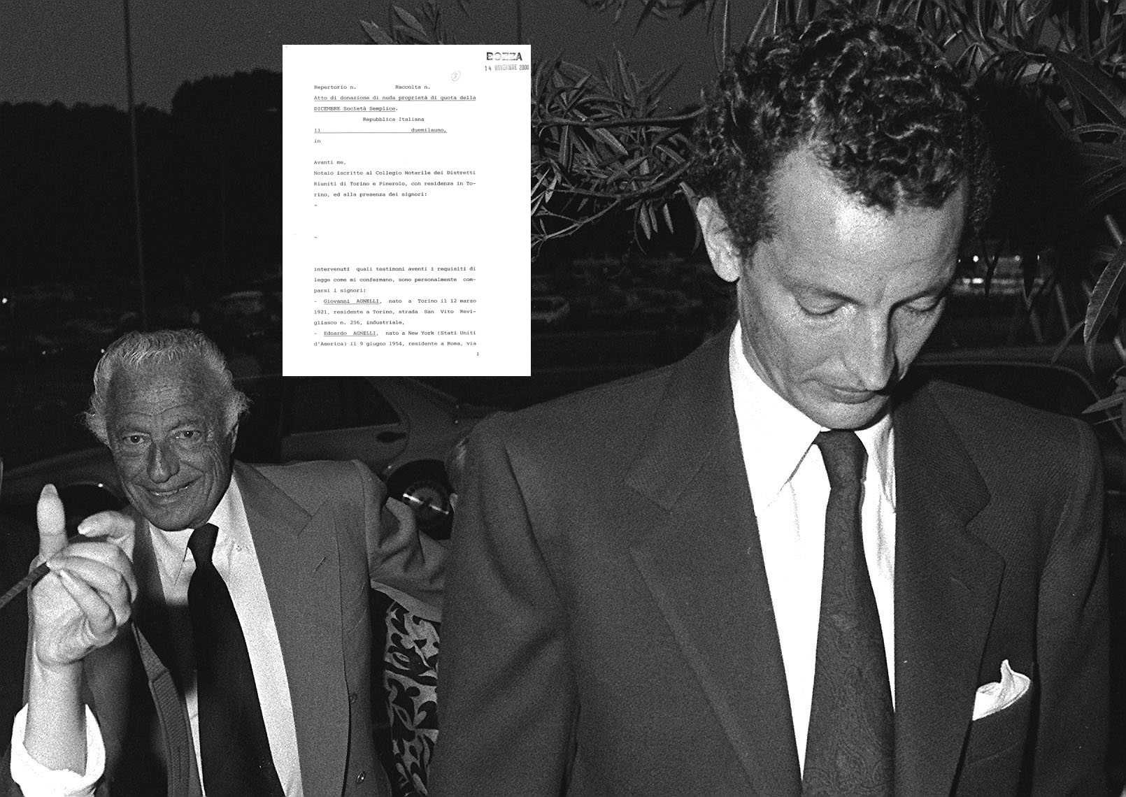 Eredità Agnelli, spunta la bozza di donazione a Edoardo il giorno prima della morte