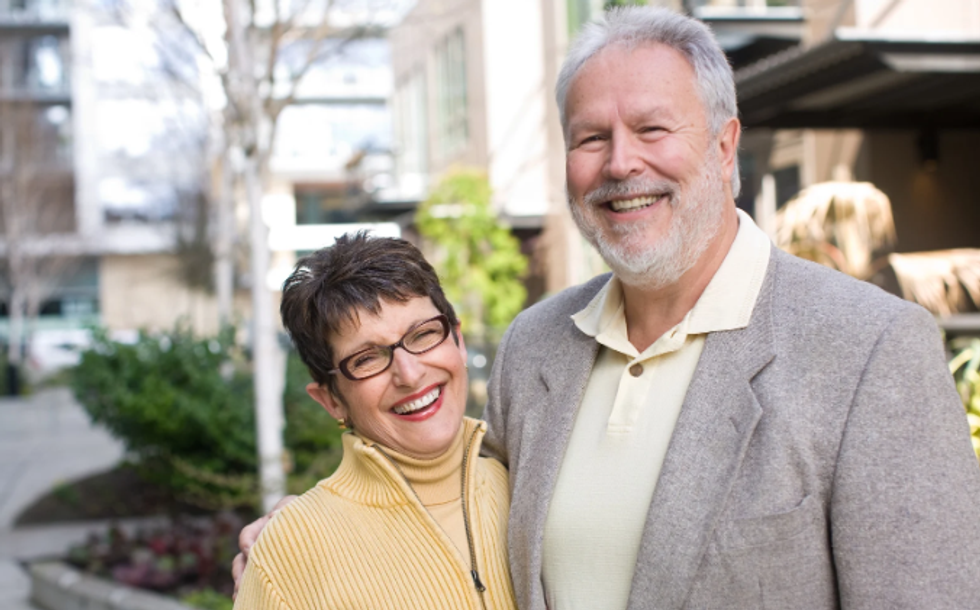 baby boomers, grandparents, 60s couple, older couple, smiling boomers