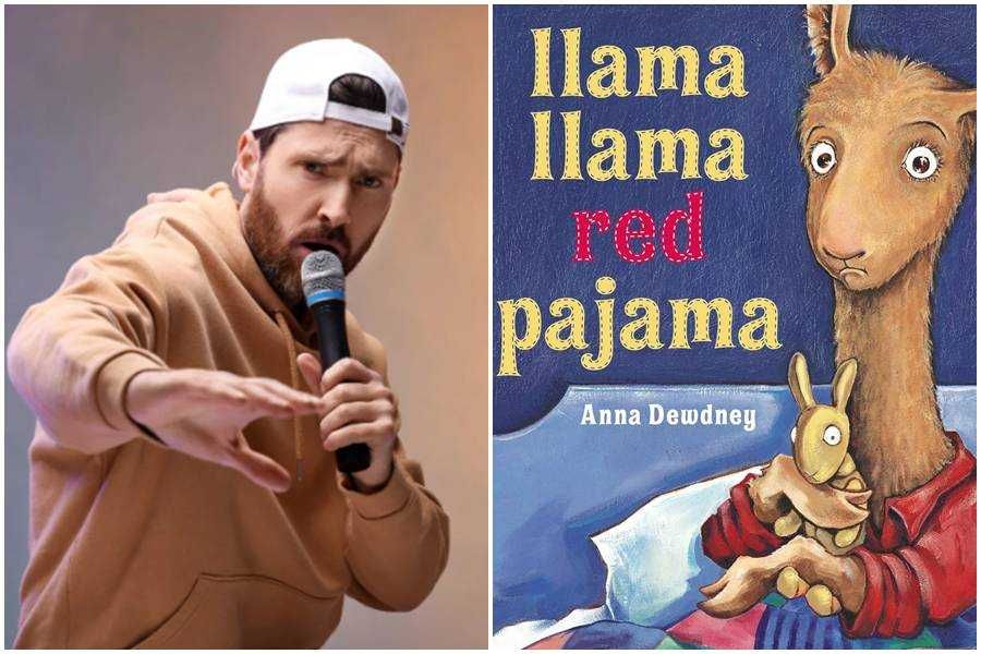 llama llama red pajama, children's book, man rapping, dad rapping, music, 