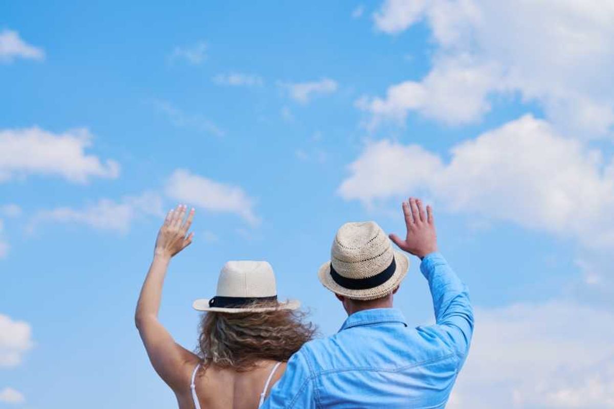 couple, parents, saying goodbye, waving goodbye, leaving and waving