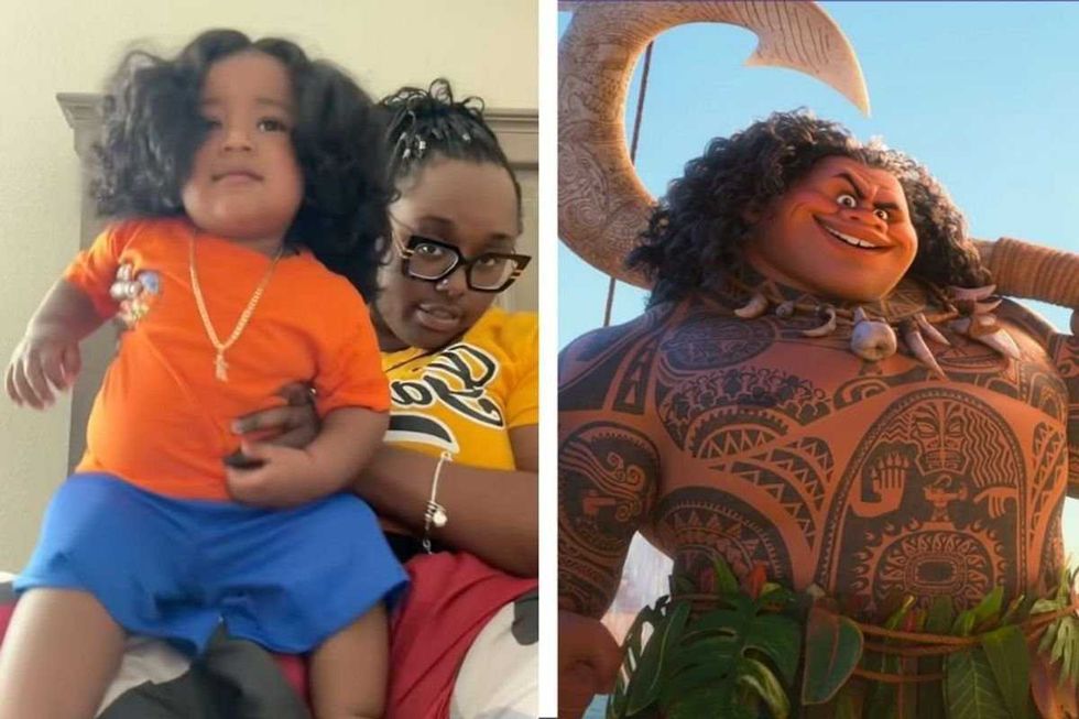 Baby born with incredibly beautiful hair looks like he's a younger version of Maui from 'Moana'