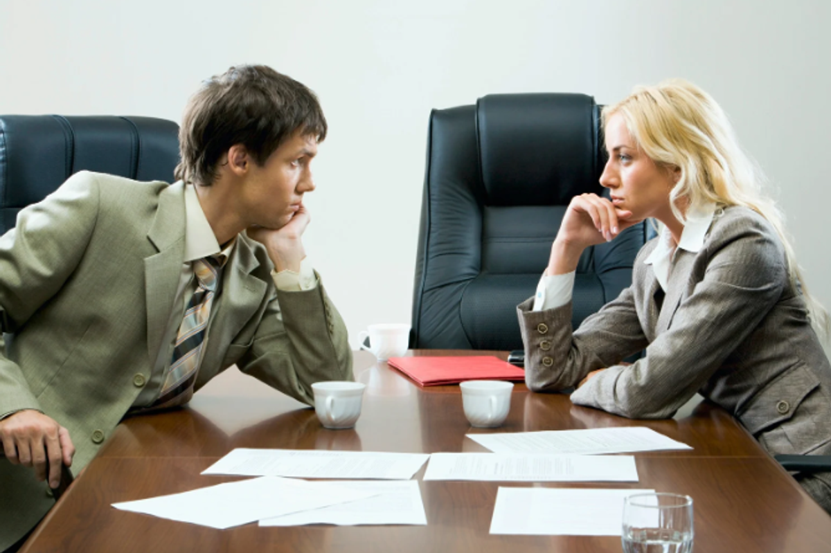 negotiate, business deal, social skills, professional skills, argument, silence, man and woman