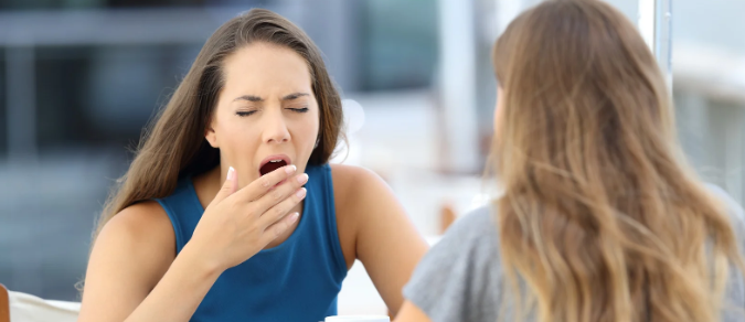 bored, boring conversation, bored woman, bad conversation, talking too much, people skills.