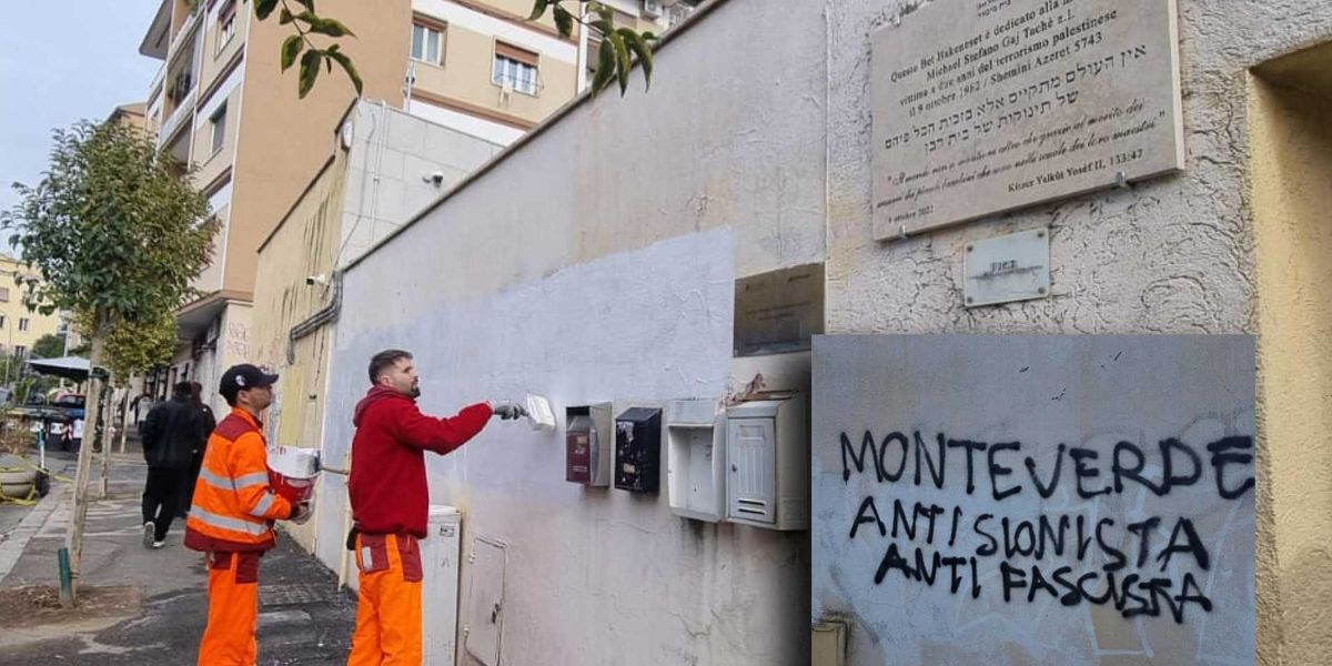Sinagoga di Monteverde imbrattata dai pro Pal: caccia a due incappucciati
