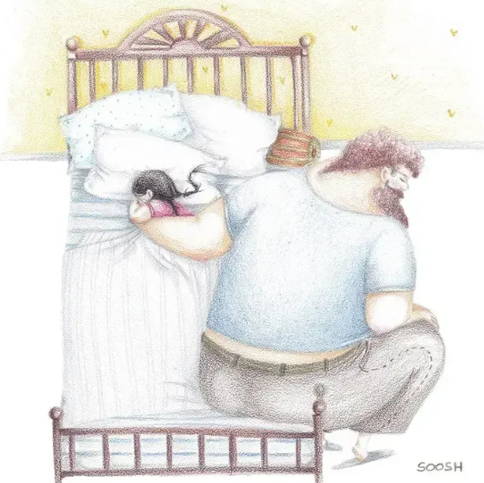 parenting, dads, daughters, fathers, art, artwork, bed time