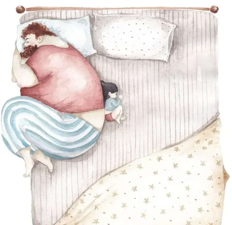 parenting, dads, daughters, fathers, art, artwork, bed time