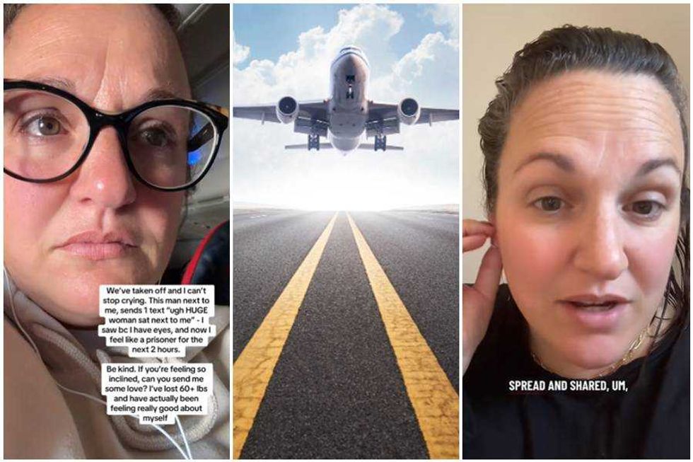 Woman on a plane who saw man's body-shaming texts about her handles the situation with pure grace