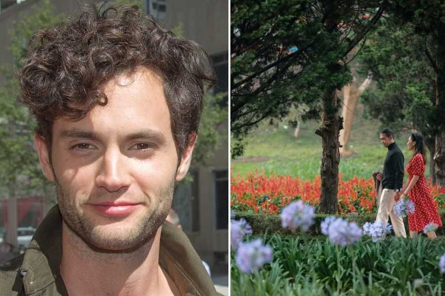 penn badgley, joe from you, botanical garden, gardening, flowers