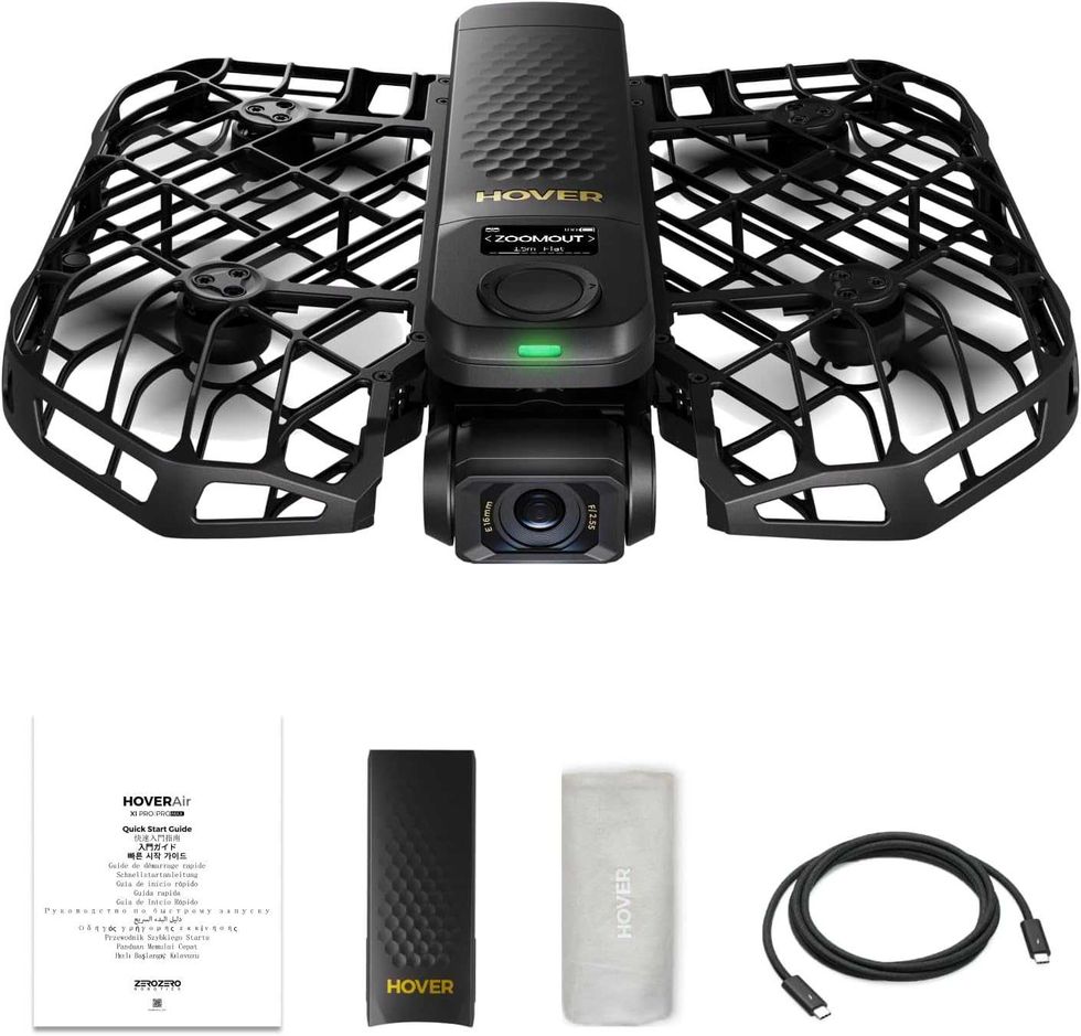 Product shot of HoverAir X1 ProMax 8K camera drone