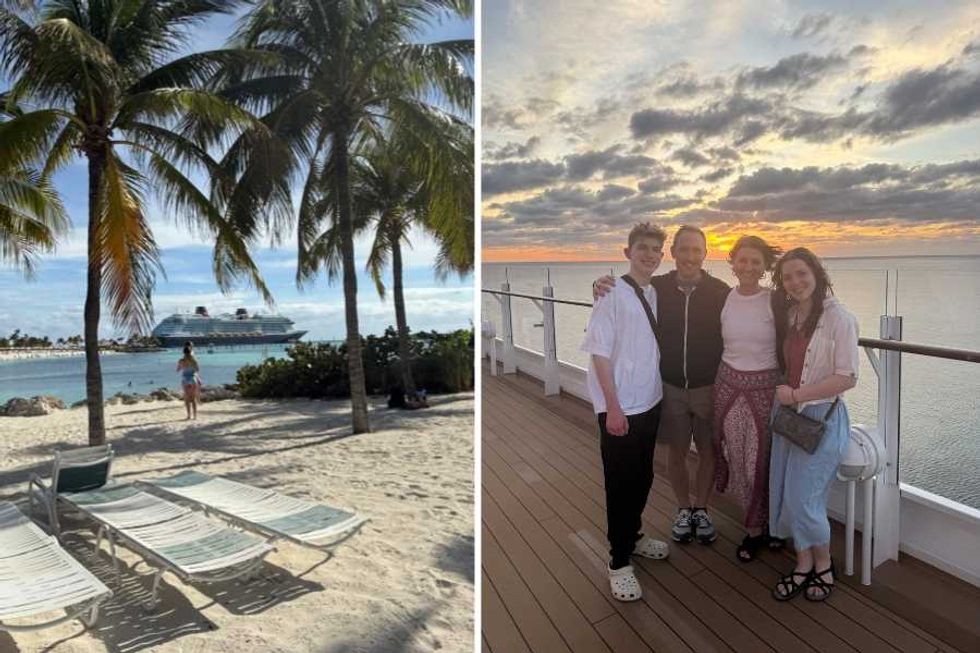 disney destiny, disney cruise, castaway key, cruise ship, sunset