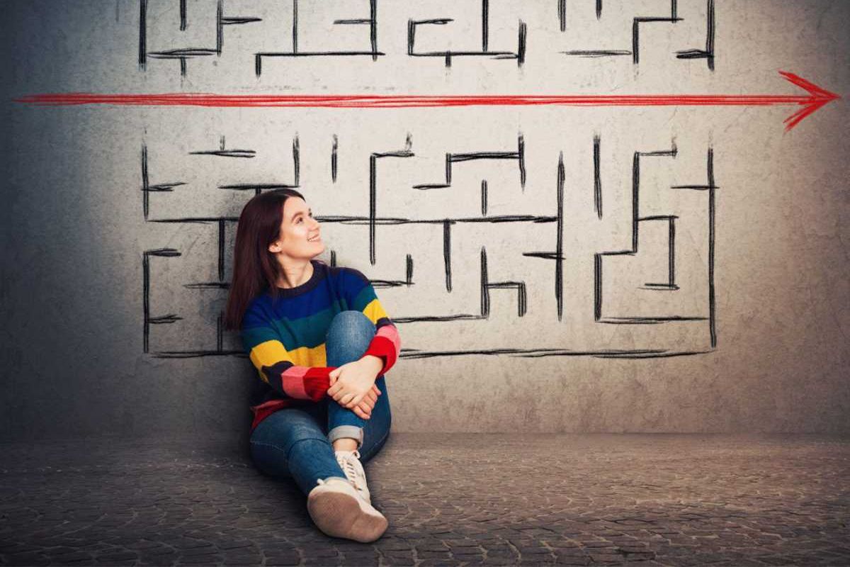 maze, breaking habits, unlearning behaviors, optional habits, personal growth, woman, mental flexibility