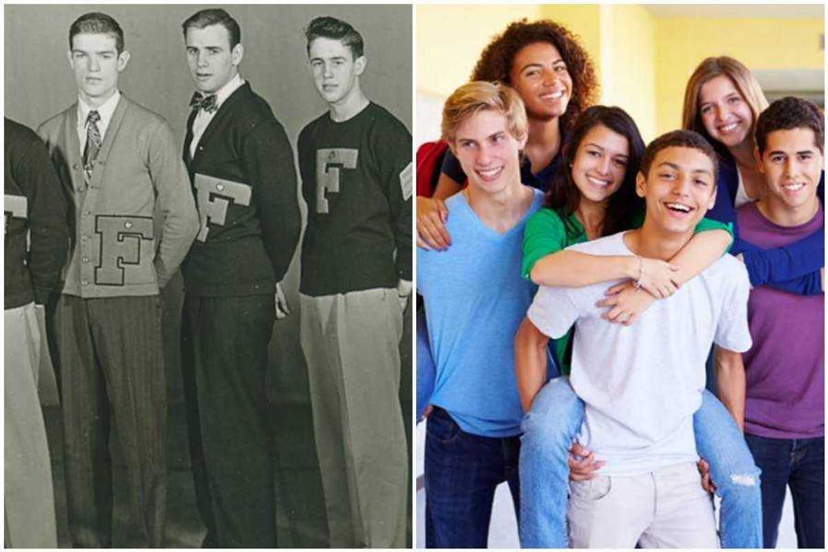 high school, old photos, age, looking older, aging process, 1950s, 2020s