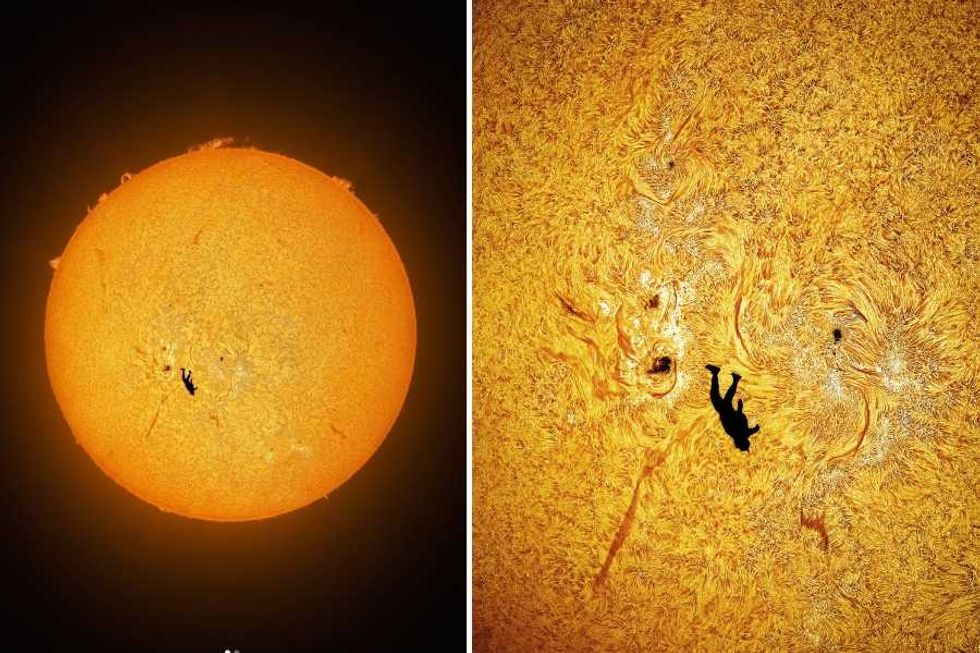 astrophotography, photography, skydiver, fall of icarus, art