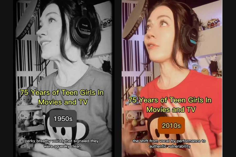 Voice actor demonstrates how teen girls in TV and film have evolved from the 1950s to the 2020s
