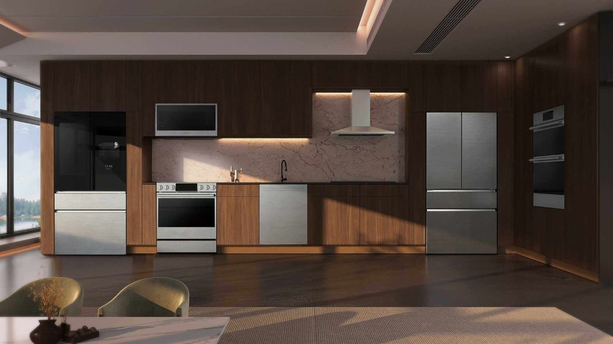 photo of a room filled LG Kitchen Signature brand appliances.