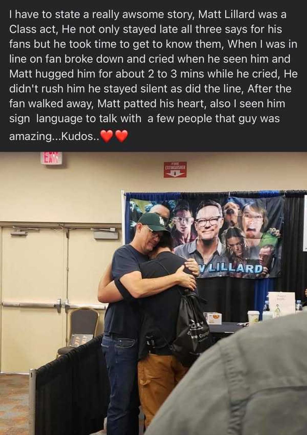 Scarefest, good people, hugs, class act, crying fan, patient, amazing person