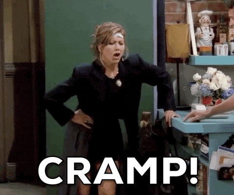 cramps, period, friends, gif, women's health