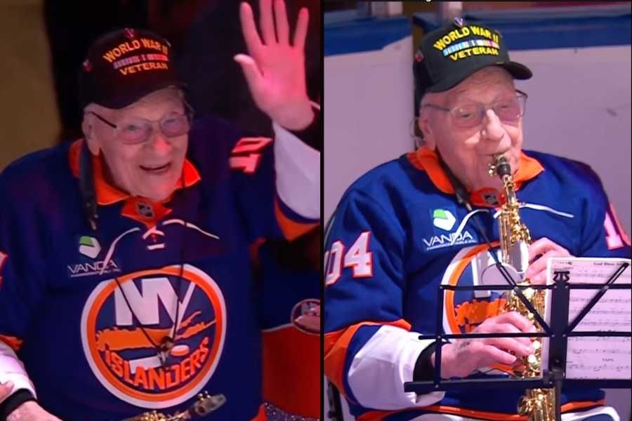 saxophone, world war ii, star-spangled banner, national anthem, hockey, army veteran
