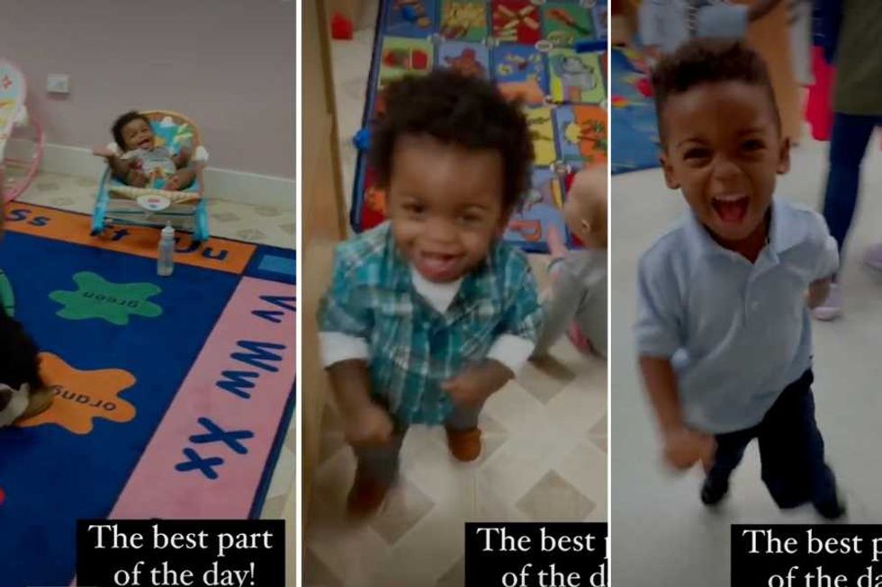 Boy joyfully greets his mom at daycare pickup for five years in the cutest compilation ever