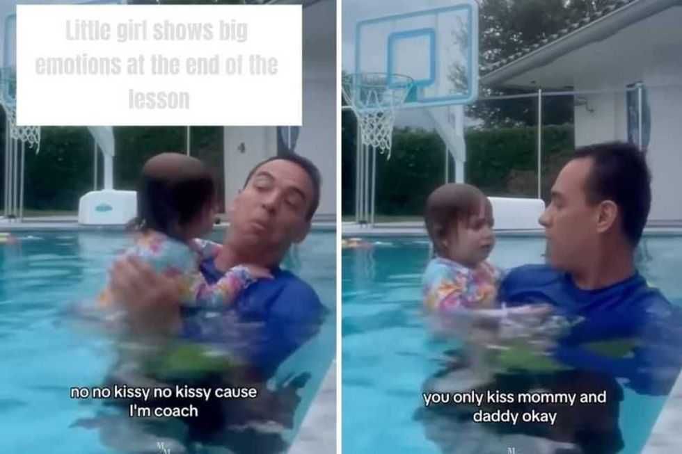 Swim coach's reaction when toddler tried to kiss him is a masterclass in teaching boundaries