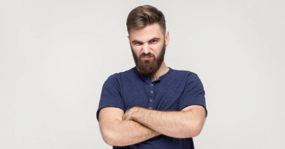 angry, arms folded, angy man, won't listen, sneer