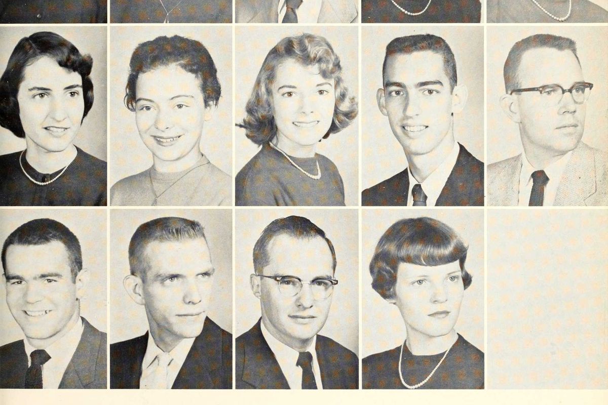 1950s year book, old photos, college annual, students, 1950s america