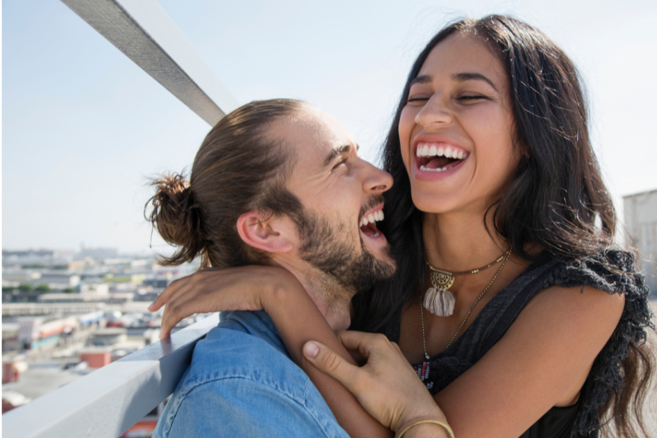 couple, laughing, flirting, romance funny