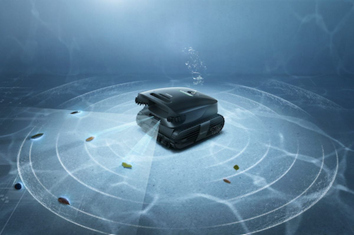 photo of Beatbot AquaSense X underwater and cleaning a pool