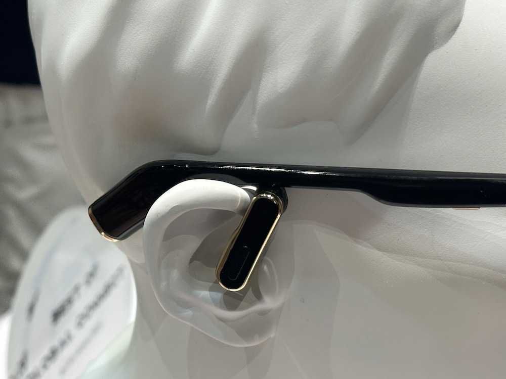 photo of a display with Cearvol Lyra Audio Glasses with Built-In Hearing Aids