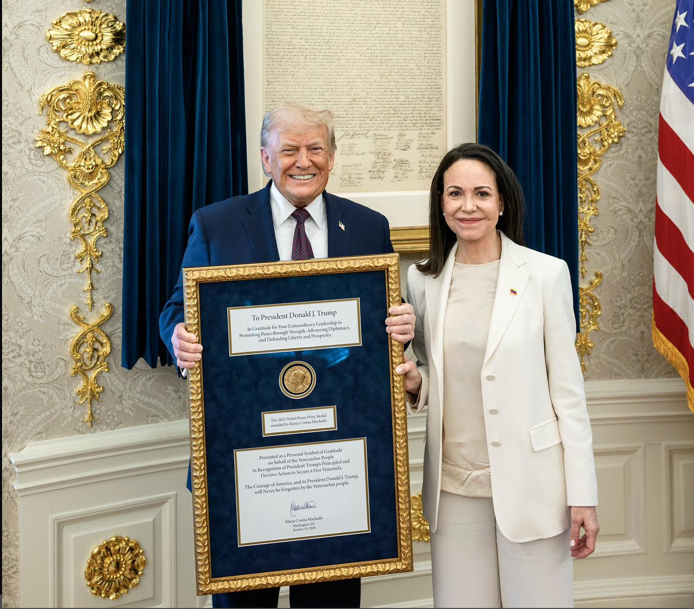 'Pathetic': Norwegians Furious After Machado Delivers Nobel Medal To Trump