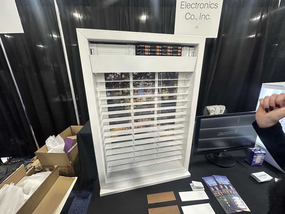 a photo of Lutron Smart Wood Blinds at display at CES Show 2026