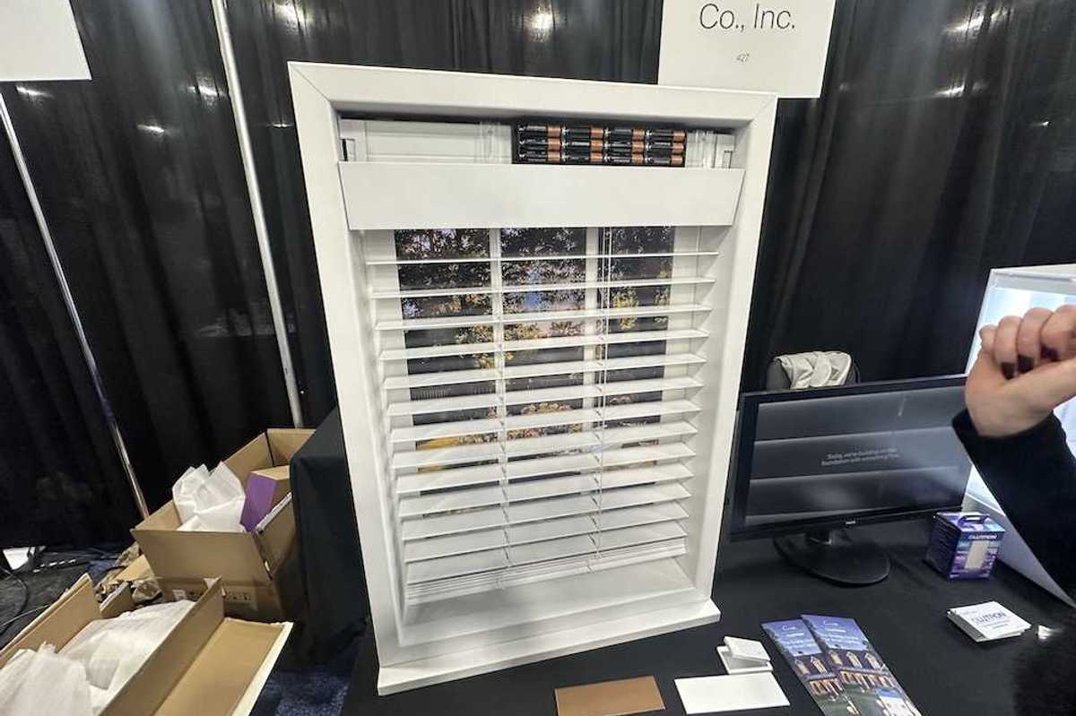 a photo of Lutron Smart Wood Blinds at display at CES Show 2026